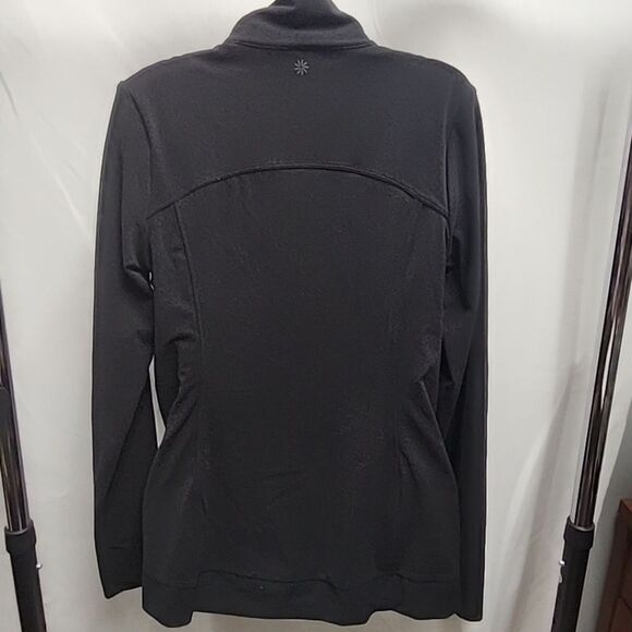 Athleta Blissout Black Jacket Thumbs Holes Wicking Full Asymmetric Zip Womens S - Picture 7 of 14
